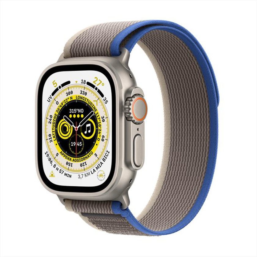 APPLE - Watch Ultra GPS + Cellular 49mm S/M-Trail Loop Blu/Grigio