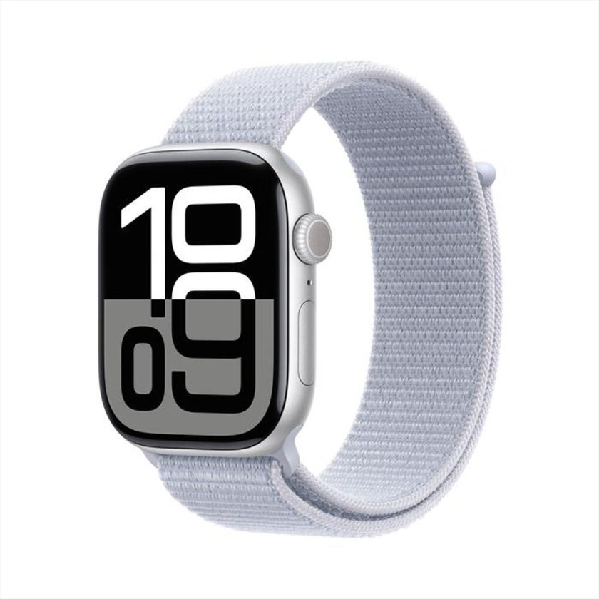 APPLE - Watch Series 10 GPS 46mm Alluminio-Argento - Sport Loop Blu Cloud